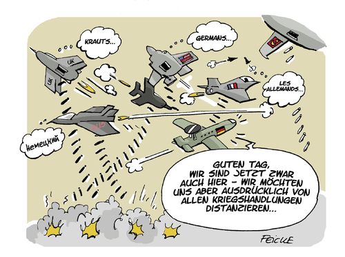 Cartoon: Kein Kriegseinsatz (medium) by FEICKE tagged syrien,bundeswehr,luftwaffe,aufklärung,verbündete,bombe,krieg,bundestag,mandat,uno,vereinte,nation,wortklauberei,syrien,bundeswehr,luftwaffe,aufklärung,verbündete,bombe,krieg,bundestag,mandat,uno,vereinte,nation,wortklauberei