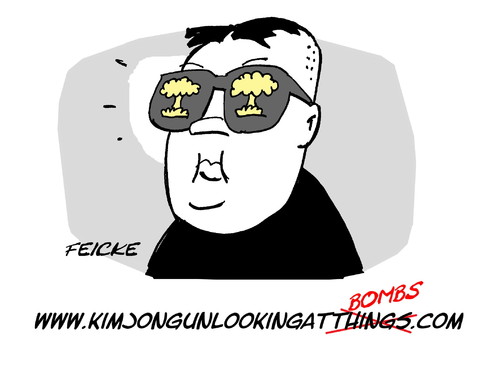 Cartoon: Kim Jong Un looking at (medium) by FEICKE tagged korea,kim,jong,un,bombe,atombobe,nordkorea,südkorea,drohung,atom,rüstung,korea,kim,jong,un,bombe,atombobe,nordkorea,südkorea,drohung,atom,rüstung