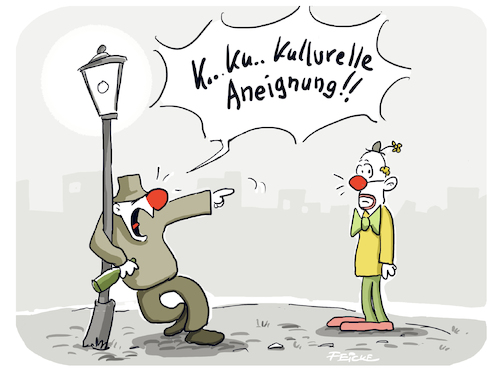 Cartoon: Kulturelle Aneignung (medium) by FEICKE tagged woke,fasching,karneval,rote,nase,trinker,alkohol,sprache,kultur,aneignung,woke,fasching,karneval,rote,nase,trinker,alkohol,sprache,kultur,aneignung