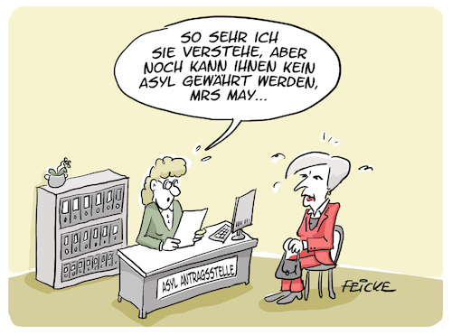 Cartoon: May doch nach Europa (medium) by FEICKE tagged brexit,may,europa,asyl,brexit,may,europa,asyl