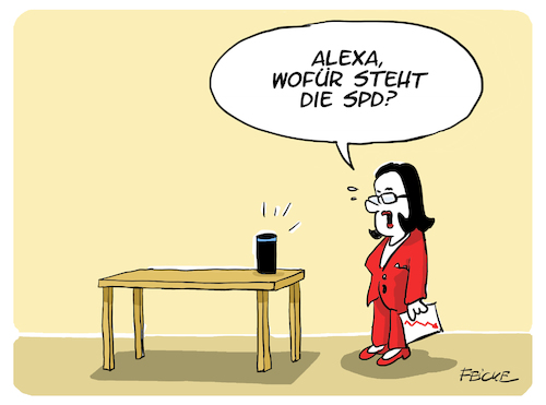 Cartoon: Nahles Sinnfrage (medium) by FEICKE tagged spd,sozialdemokrat,nahles,partei,umfrage,wahl,absturz,alexa,sinn,spd,sozialdemokrat,nahles,partei,umfrage,wahl,absturz,alexa,sinn