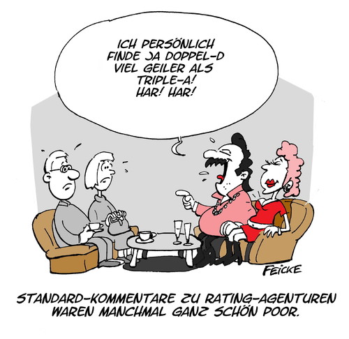 Cartoon: Rating (medium) by FEICKE tagged prolet,krise,euro,europa,aaa,dd,triple,double,note,ranking,bilanz,agenture,rating