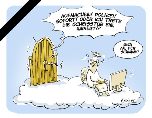 Cartoon: RIP Schimanski (medium) by FEICKE tagged götz,george,schauspieler,verstorben,trauer,schimanski,schlimm,duisburg,tatort,götz,george,schauspieler,verstorben,trauer,schimanski,schlimm,duisburg,tatort