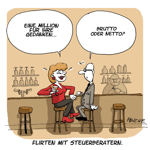 Cartoon: Schau mir in die Bilanzen Kleine (medium) by FEICKE tagged steuer,berater,flirt,liebe,mann,frau,skakern,bar,club,drink,brutto,netto,steuer,berater,flirt,liebe,mann,frau,skakern,bar,club,drink,brutto,netto