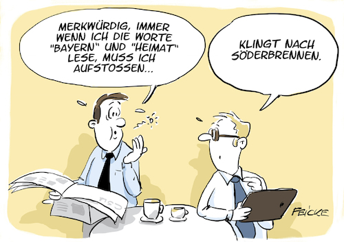 Cartoon: Sodbrennen (medium) by FEICKE tagged bayern,csu,sodbrennen,söder,heimat,bayern,csu,sodbrennen,söder,heimat