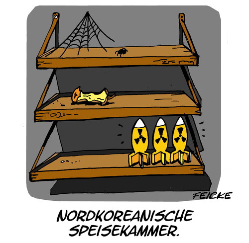 Cartoon: Speisekammer in Nordkorea (medium) by FEICKE tagged nordkorea,konflikt,hunger,kim,jong,un,atomwaffen,atomtest,boykott,sanktion,vereinte,nationen,usa,rüstung,südkorea,wettrüsten,armut,bevölkerung,nordkorea,konflikt,hunger,kim,jong,un,atomwaffen,atomtest,boykott,sanktion,vereinte,nationen,usa,rüstung,südkorea,wettrüsten,armut,bevölkerung