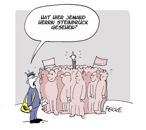 Cartoon: Stinkefinger (medium) by FEICKE tagged spd,wahlkampf,peer,steinbrück,kandidat,kanzler,stinkefinger,spd,wahlkampf,peer,steinbrück,kandidat,kanzler,stinkefinger