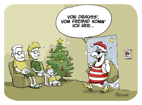 Cartoon: Von drauss vom... (medium) by FEICKE tagged weihnachten,klima,winter,milde,temperatur,wetter,weihnachtszeit,warm,weihnachten,klima,winter,milde,temperatur,wetter,weihnachtszeit,warm