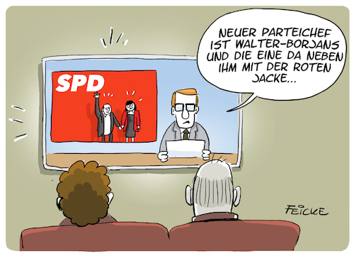 Cartoon: Walter-Borjans und (medium) by FEICKE tagged spd,sozialdemokratische,partei,deutschland,politik,sozi,sozen,walter,borjans,esken,vorsitzende,scholz,spd,sozialdemokratische,partei,deutschland,politik,sozi,sozen,walter,borjans,esken,vorsitzende,scholz