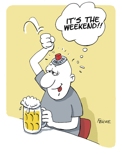 Cartoon: Weekend (medium) by FEICKE tagged weekend,beer,party,drink,pub,bar,cocktail,weekend,beer,party,drink,pub,bar,cocktail