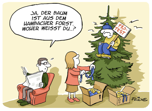 Cartoon: Weihnachtsbaum aus Hambach (medium) by FEICKE tagged hambach,hessen,protest,baum,weihnachten,deko,braunkohle,rwe,hambach,hessen,protest,baum,weihnachten,deko,braunkohle,rwe