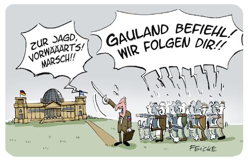 Cartoon: Zur Jagd (medium) by FEICKE tagged afd,alternative,bundestag,einmarsch,gauland,fraktion,afd,alternative,bundestag,einmarsch,gauland,fraktion