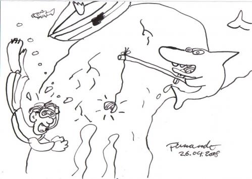 Cartoon: humaning (medium) by Fernando tagged fish,fishing,shark,sea,ocean,nature