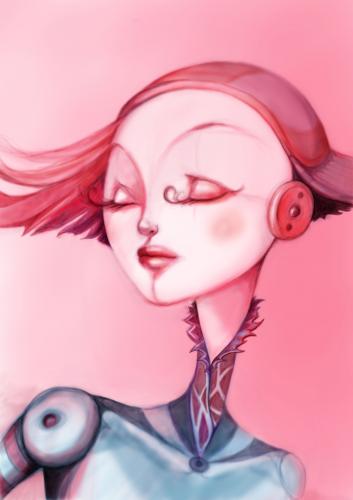 Cartoon: Cyborg (medium) by Enita tagged digital,art,illustration,girl,acad,canada,calgary,photoshop,wacom