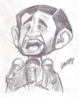 Cartoon: Mahmoud Ahmadinejad sketch (medium) by grant tagged mahmoud,ahmadinejad,caricature