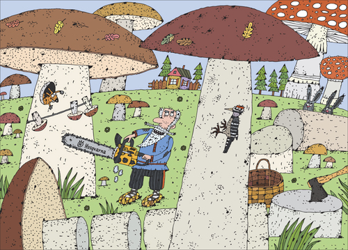 Cartoon: die Pilze (medium) by Sergei Belozerov tagged pilz,mushroom