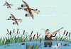 Cartoon: Entenjagd (small) by Sergei Belozerov tagged hunting,hunt,duck,hunter,rifle,gun,fowl,wild,jäger,gewehr,flinte,ente,spaniel,jagdhund,motor,flugzeug,flug,patrone,entenjagd