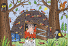 Cartoon: Forest House (small) by Sergei Belozerov tagged forest,ant,hill,owl,hedgehog,man