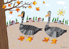Cartoon: Herbstschuhe (small) by Sergei Belozerov tagged gans,goose,autumn,herbst,blatt,leaves,fus,pfote,ahorn,vogel