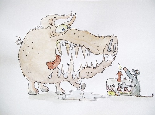 Cartoon: Schwoin (medium) by monika boos tagged pig,cake,schwein,torte