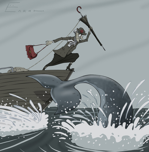 Cartoon: Hunting (medium) by Elkin tagged sea,whale,hunting