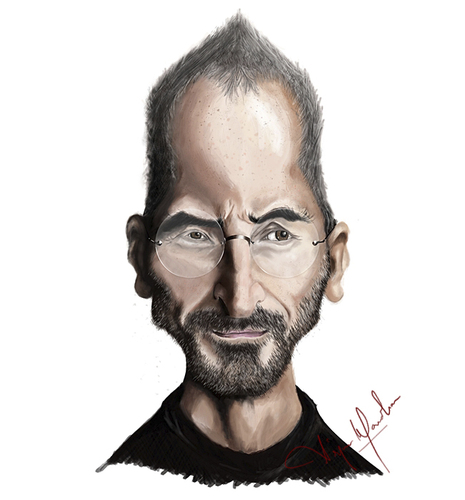 Cartoon: Steve Jobs (medium) by ArjunManohar tagged iphone,technology,celebrity,apple,jobs,steve