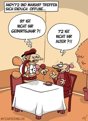 Cartoon: Andy_72 (medium) by mil tagged mann,frau,blind,date,chat,internet,online,offline,erwartung,enttäuschung,problem,ärger,mil