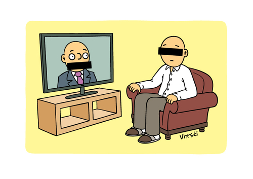 Cartoon: Interview 4 (medium) by Vhrsti tagged interview,tv,broadcasting,armchair,listener,viewer,media,press,news