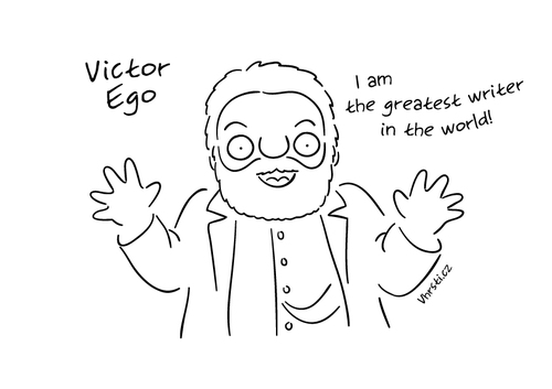 Cartoon: Victor Ego (medium) by Vhrsti tagged hugo,victor,writer,book,famous,ego,best,great,literature,celebrity,vip,novel