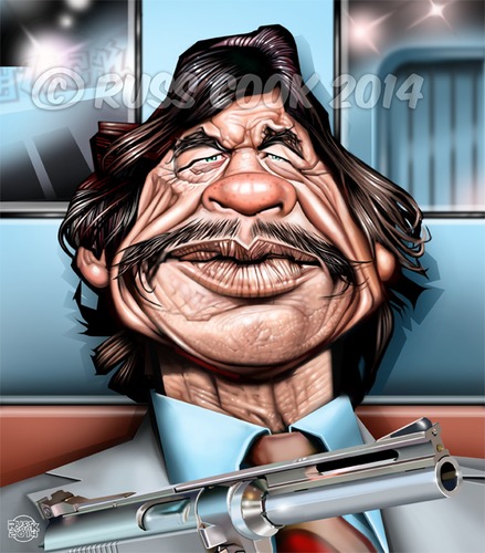 Cartoon: Charles Bronson (medium) by Russ Cook tagged cartoon,wish,death,west,the,in,time,upon,once,airbrush,photoshop,digital,russell,cook,karikaturenruss,karikatur,caricature,bronsun,charles