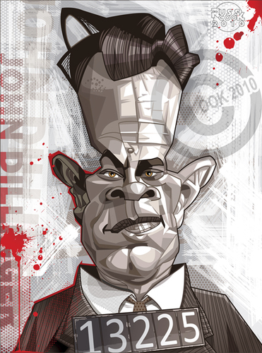 Cartoon: John Dillinger (medium) by Russ Cook tagged celebrity,famous,karikaturen,karikatur,american,digital,cartoon,gangster,illustration,vector,caricature,cook,russ,dillinger,john