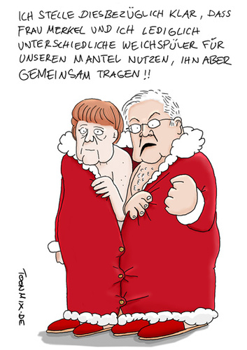 Cartoon: Steinmerkels Kuschelkurs (medium) by Toonmix tagged steinmeier,merkel,tvduell