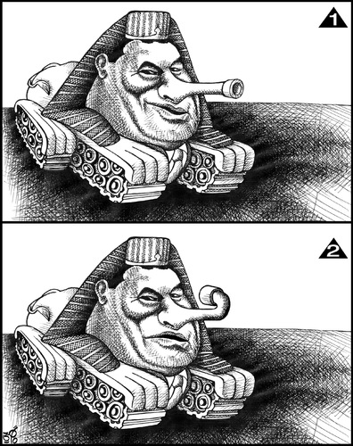 Cartoon: mubarak (medium) by samir alramahi tagged arab,egypt,revelution,ramahi,cartoon