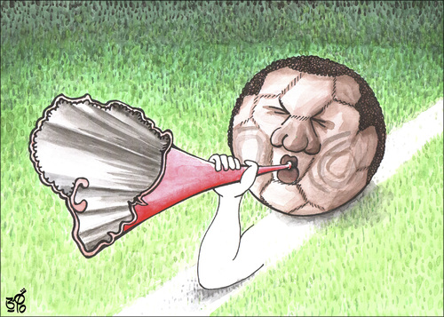 Cartoon: starvation Vuvuzela (medium) by samir alramahi tagged starvation,vuvuzela,south,africa,football