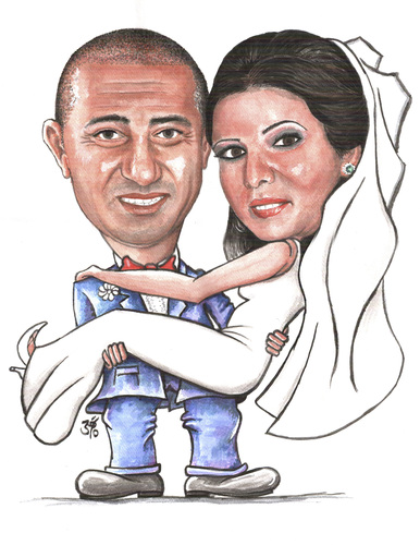 Cartoon: summer weding (medium) by samir alramahi tagged summer,weding,jordan,ramahi,cartoon,arab,portrait