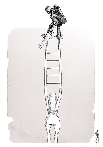 Cartoon: the ladder of the man (medium) by Kianoush tagged feminism,human,rights,the