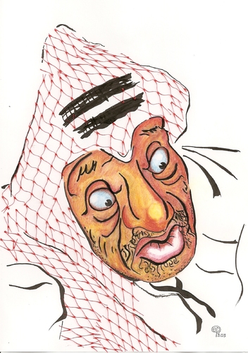 Cartoon: Arafat with Kuffiyeh (medium) by Erwin Pischel tagged pischel,ronaldo,martin,ricky,sting,accessoire,hipster,modetrend,symbol,statement,subversives,modeaccessoire,couture,hate,chic,rebel,kopftuch,kuffiyeh,arafat,yassir