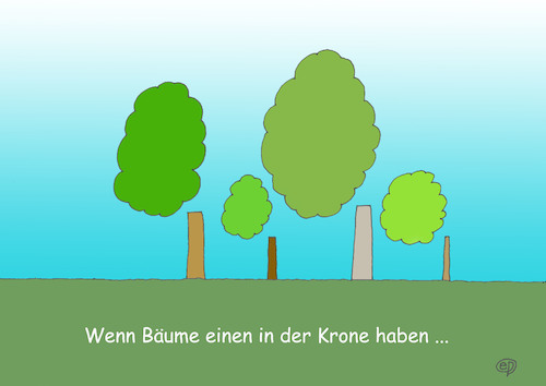 Cartoon: Baumkronen (medium) by Erwin Pischel tagged baum,wald,krone,baumkrone,stamm,baumstamm,blatt,blattwerk,wiese,alkohol,alkoholismus,betrunkenheit,suff,waldsterben,bewusstsein,promillegrenze,promille,ethanol,pischel