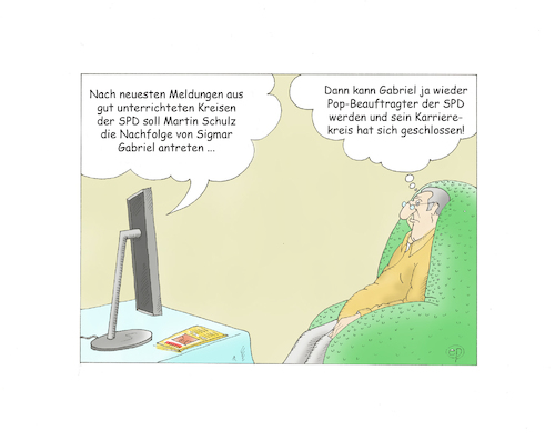 Cartoon: Der Kreis schließt sich (medium) by Erwin Pischel tagged sigmar,gabriel,martin,schulz,außenminister,spd,cdu,csu,kabinett,merkel,minister,bundesminister,bundesregierung,parteivorsitz,ministerposten,pop,beauftragter,wirtschaftsminister,umweltminister,wertschätzung,wortbruch,bundestagswahl,sondierungen,groko,koalition,große,versprechen,widerspruch,berlin,postengeschacher,regierung,vorsitzender,pischel