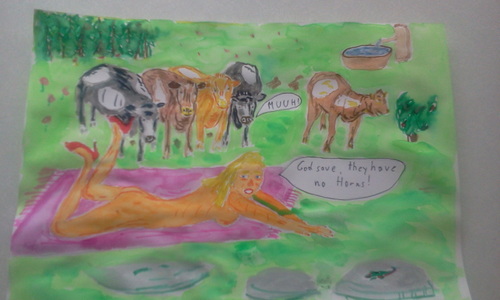 Cartoon: The curious Cattles (medium) by Casanova tagged cattle,meadow