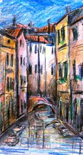 Cartoon: venice (medium) by kolle tagged venice,coloured,pencil,drawing,town,city,tourism