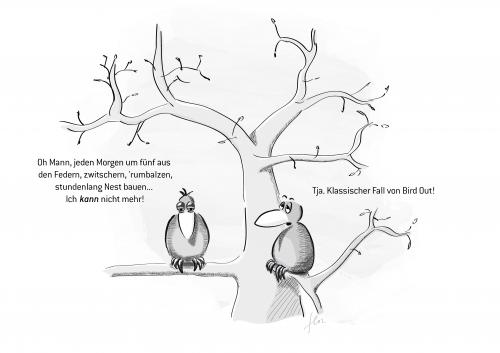 Cartoon: Frühling (medium) by floc tagged sonnenaufgang,morgen,frühaufsteher,out,burn,tiere,tier,vogel,vögel,frühling