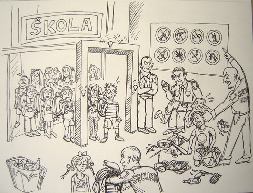 Cartoon: School security (medium) by caknuta-chajanka tagged school,security,child,protection