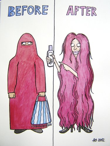Cartoon: Shampoo (medium) by caknuta-chajanka tagged woman,hair,look,emancipation