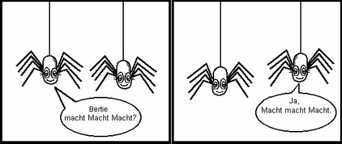 Cartoon: Macht mach Macht (medium) by petronas tagged spinne,bertie,wortspielerei,kleinschreibung,macht