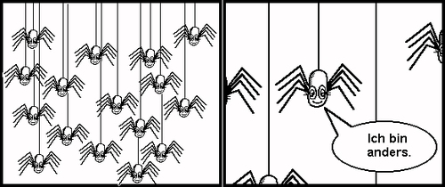 Cartoon: Das Leben am seidenen Faden (medium) by petronas tagged alltag,visionen,seidenfaden,spinne,bertie