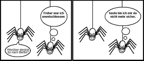 Cartoon: Das Leben am seidenen Faden (medium) by petronas tagged alltag,visionen,seidenfaden,spinne,bertie