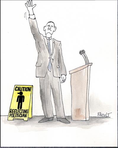 Cartoon: REELECTING-POLITICIAN (medium) by ANDRZEJ PACULT tagged election,politician,propaganda,voting,media