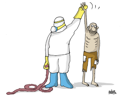Cartoon: Fighting Ebola (medium) by martirena tagged eola,results