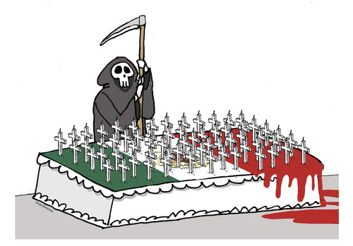 Cartoon: Macabre celebration (medium) by martirena tagged narco,mexico,dead,61,bodies